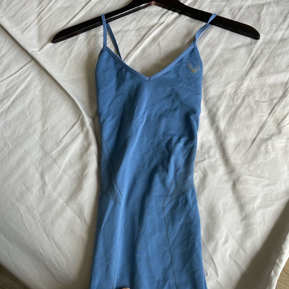 Lucas Hugh Athletic cross back blue tank with in built support in XS